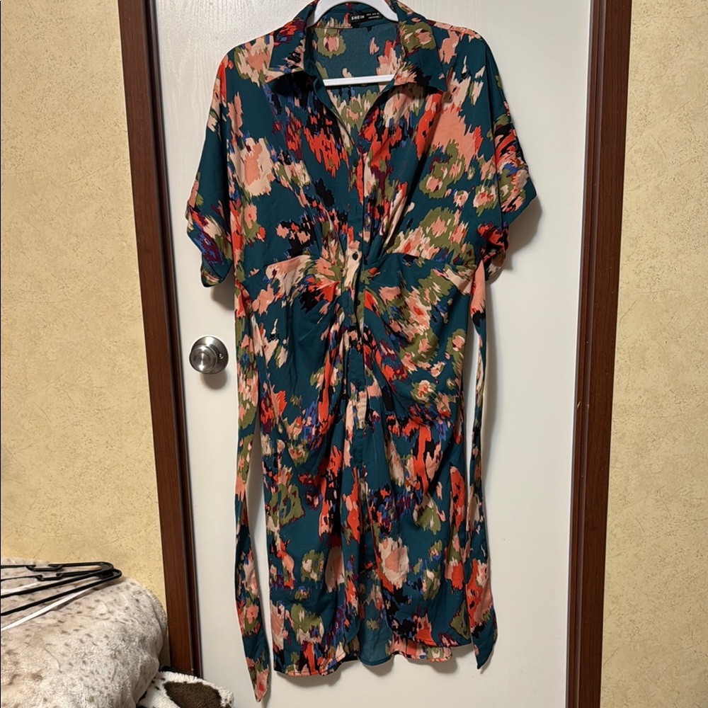 SHEIN Floral Button-Up Dress Size XL